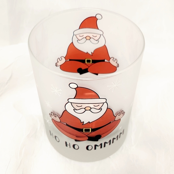 Culver Christmas Ho Ho Ommmm Santa Frosted Double Old Fashioned Glass 13.5 oz - Picture 4 of 5
